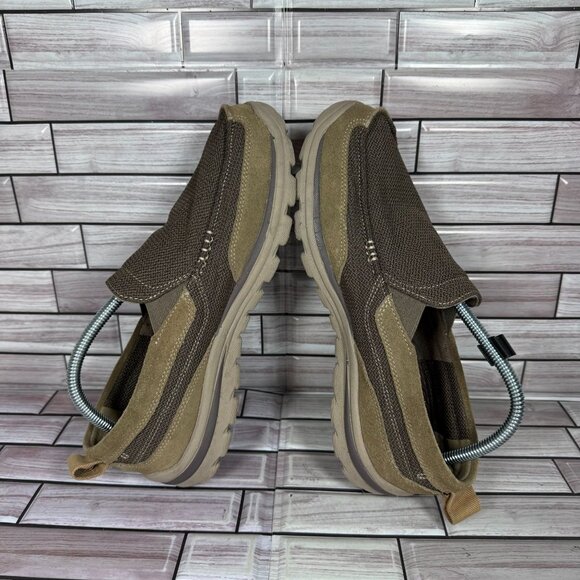 Skechers Men's Brown/Tan Relaxed Fit Memory Foam Slip-On Loafers‎ Shoe Size 9.5 - Picture 7 of 9
